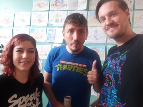 Marianna, Trevor Poelman and Dave Stoneburgh of The Books Are Boring Podcast