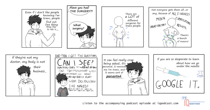 Inappropriate Questions Podcast webcomic, episode 1, trans issues